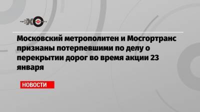 Московский метрополитен и Мосгортранс признаны потерпевшими по делу о перекрытии дорог во время акции 23 января