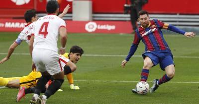 Два шедевра Месси: "Барселона" отомстила "Севилье" за поражение в Кубке Испании (видео)