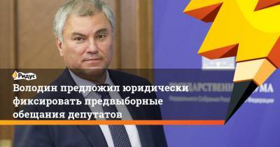 Володин предложил юридически фиксировать предвыборные обещания депутатов