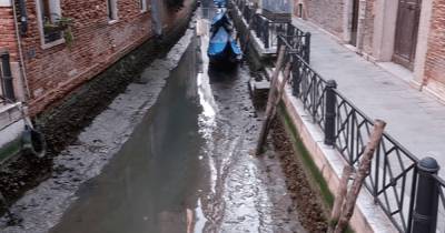 В Венеции опустели знаменитые каналы: даже во время прилива вода на 0,5 м ниже уровня моря (видео)