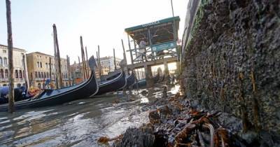 В Венеции из-за низкого притока высыхают каналы (ВИДЕО)