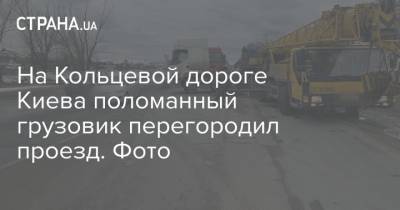 На Кольцевой дороге Киева поломанный грузовик перегородил проезд. Фото