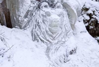 Фото: в выборгском парке «Монрепо» появился третий ледяной барельеф