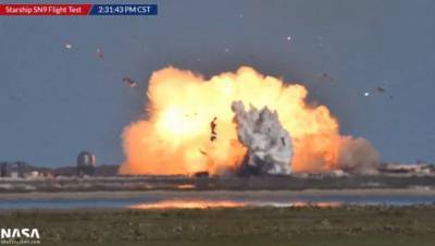 Прототип межпланетного корабля Илона Маска разбился при посадке: видео взрыва Starship SN9