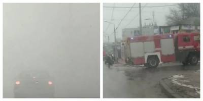 В Харькове вспыхнул мощный пожар, из-за густого дыма начались ДТП: кадры происшествия