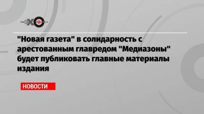 «Новая газета» в солидарность с арестованным главредом «Медиазоны» будет публиковать главные материалы издания