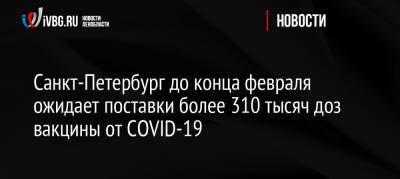 Санкт-Петербург до конца февраля ожидает поставки более 310 тысяч доз вакцины от COVID-19