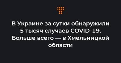 В Украине за сутки обнаружили 5 тысяч случаев COVID-19. Больше всего — в Хмельницкой области
