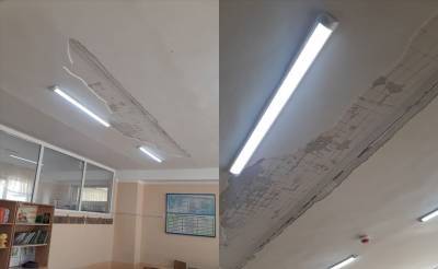 В одном из классов в школе в Янгиюле частично обрушился потолок. Пострадали два ученика