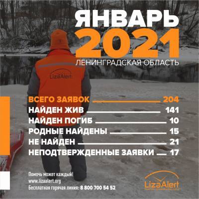 В январе волонтеры “Лизы Алерт” нашли 141 пропавшего в Петербурге и Ленобласти