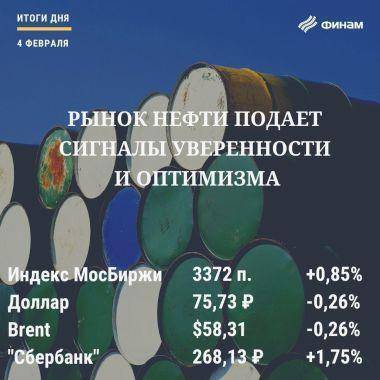 Итоги четверга, 4 февраля: Уход санкционных рисков и растущая нефть помогли рынку РФ закрыться ростом