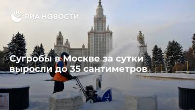 Сугробы в Москве за сутки выросли до 35 сантиметров