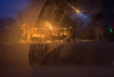 В Парголово загорелись торговые павильоны на Выборгском шоссе