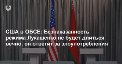 США в ОБСЕ: Безнаказанность режима Лукашенко не будет длиться вечно, он ответит за злоупотребления