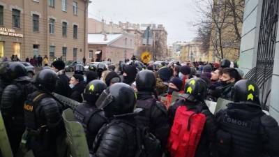 Суд арестовал мужчину, ударившего омоновца в голову на митинге 31 января в Петербурге