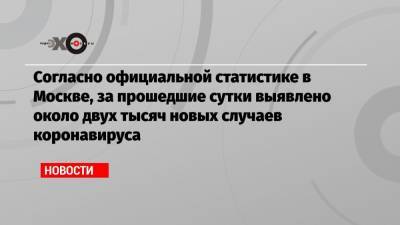 Согласно официальной статистике в Москве, за прошедшие сутки выявлено около двух тысяч новых случаев коронавируса