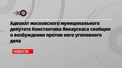 Адвокат московского муниципального депутата Константина Янкаускаса сообщил о возбуждении против него уголовного дела