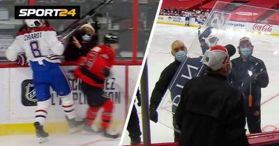 Забавный курьез с русским хоккеистом в НХЛ. На 10-й секунде матча Дадонов выбил стекло, жестко врезавшись в канадца