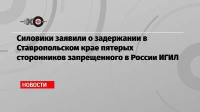 Силовики заявили о задержании в Ставропольском крае пятерых сторонников запрещенного в России ИГИЛ