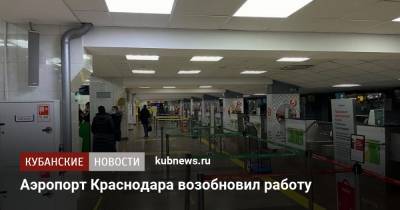 Аэропорт Краснодара возобновил работу
