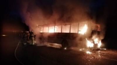 Пожар уничтожил два автобуса ПАЗ на стоянке в Кстове