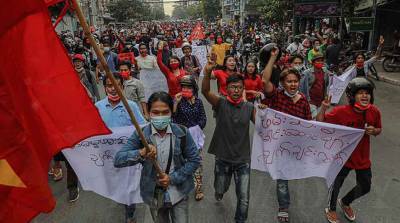 Шесть человек задержаны на акции протеста в Мьянме