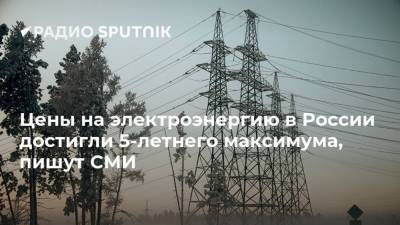 Цены на электроэнергию в России достигли 5-летнего максимума, пишут СМИ
