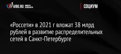 «Россети» в 2021 г вложат 38 млрд рублей в развитие распределительных сетей в Санкт-Петербурге nbsp