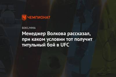 Менеджер Волкова рассказал, при каком условии тот получит титульный бой в UFC