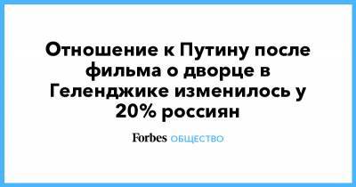 Отношение к Путину после фильма о дворце в Геленджике изменилось у 20% россиян