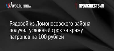 Рядовой из Ломоносовского района получил условный срок за кражу патронов на 100 рублей