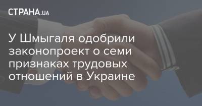 У Шмыгаля одобрили законопроект о семи признаках трудовых отношений в Украине