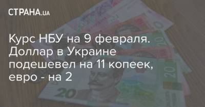 Курс НБУ на 9 февраля. Доллар в Украине подешевел на 11 копеек, евро - на 2