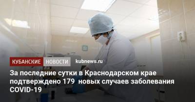 За последние сутки в Краснодарском крае подтверждено 179 новых случаев заболевания COVID-19