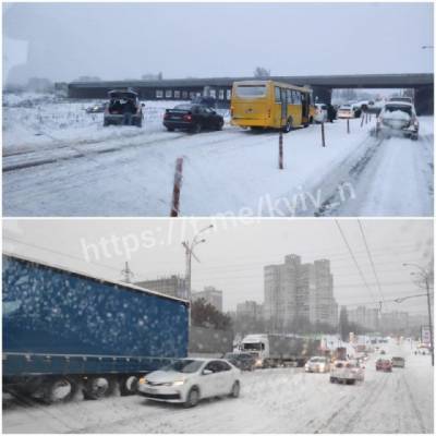 Утро начинается не с кофе: сильнеший снегопад в Киеве привел к транспортному коллапсу (ВИДЕО)