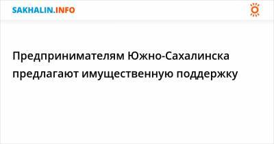 Предпринимателям Южно-Сахалинска предлагают имущественную поддержку