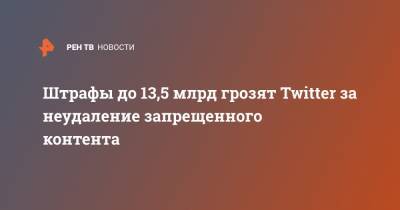Артем Кирьянов - Штрафы до 13,5 млрд грозят Twitter за неудаление запрещенного контента - ren.tv - Twitter