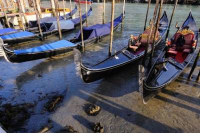 В Венеции из-за отливов упал уровень воды в каналах