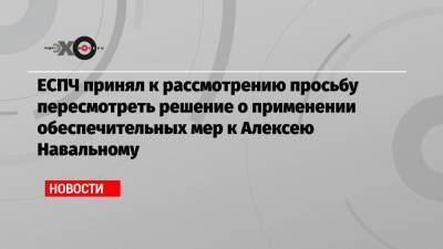 ЕСПЧ принял к рассмотрению просьбу пересмотреть решение о применении обеспечительных мер к Алексею Навальному