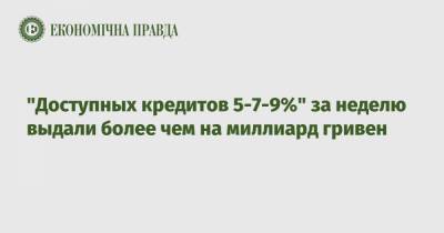 "Доступных кредитов 5-7-9%" за неделю выдали более чем на миллиард гривен