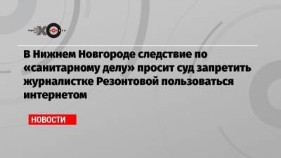 В Нижнем Новгороде следствие по «санитарному делу» просит суд запретить журналистке Резонтовой пользоваться интернетом