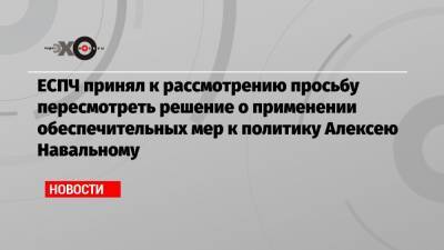 ЕСПЧ принял к рассмотрению просьбу пересмотреть решение о применении обеспечительных мер к политику Алексею Навальному
