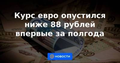 Курс евро опустился ниже 88 рублей впервые за полгода