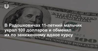 В Радошковичах 11-летний мальчик украл 100 долларов и обменял их по заниженному вдвое курсу