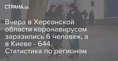 Вчера в Херсонской области коронавирусом заразились 6 человек, а в Киеве - 644. Статистика по регионам