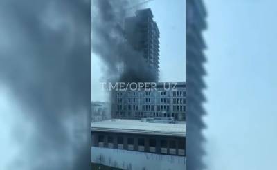 В строящемся небоскребе в Tashkent City произошел пожар. Видео