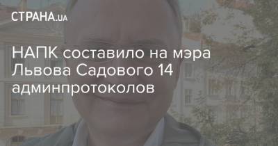 НАПК составило на мэра Львова Садового 14 админпротоколов