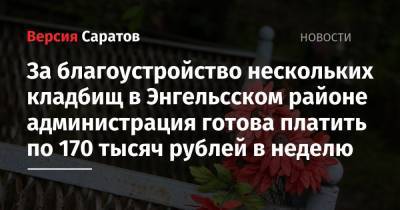 За благоустройство нескольких кладбищ в Энгельсском районе администрация готова платить по 170 тысяч рублей в неделю