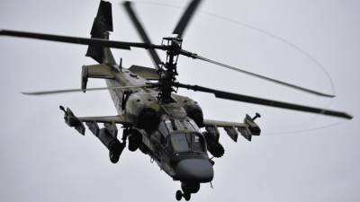 Ударные вертолеты Ка-52 прикрыли с воздуха мотострелков ЮВО на учениях