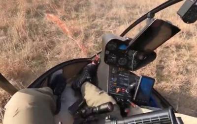 Падение вертолета заснял из кабины пилот (видео)